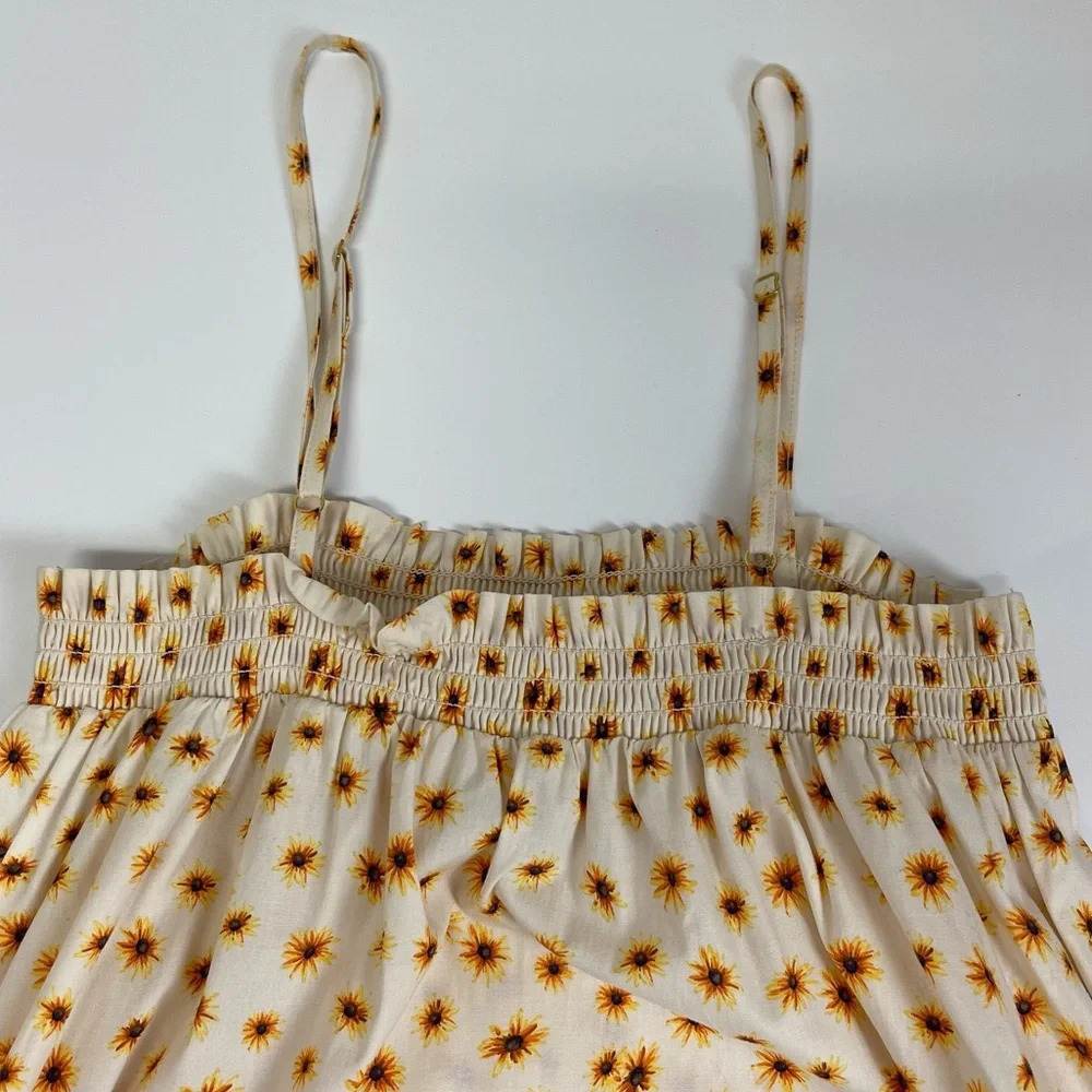NEW We Wore What Maxi Dress Womens XS Beige Yellow Sunflower Sleeveless NWOT - Picture 5 of 10